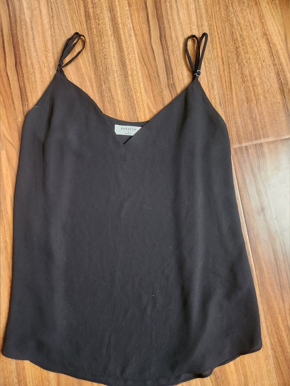 Babaton Black V-Neck Silk-Feel Cami